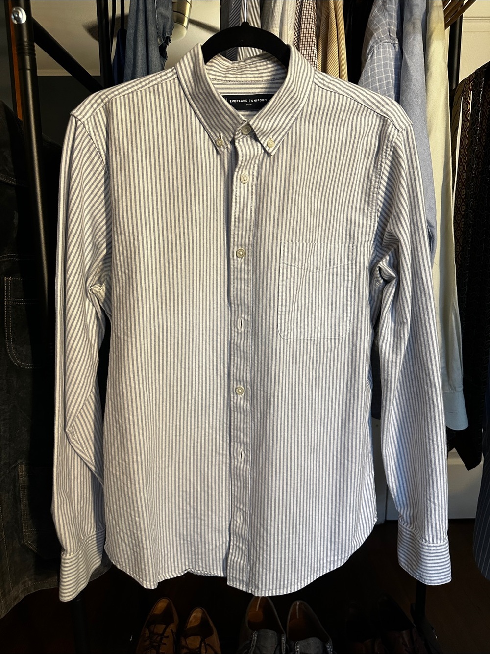 Everlane Slim Fit Oxford Cloth Button-Down Shirt in University Stripe